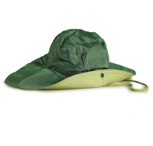 Cappello falda larga caccia pesca impermeabile nylon antipioggia taglia unica verde